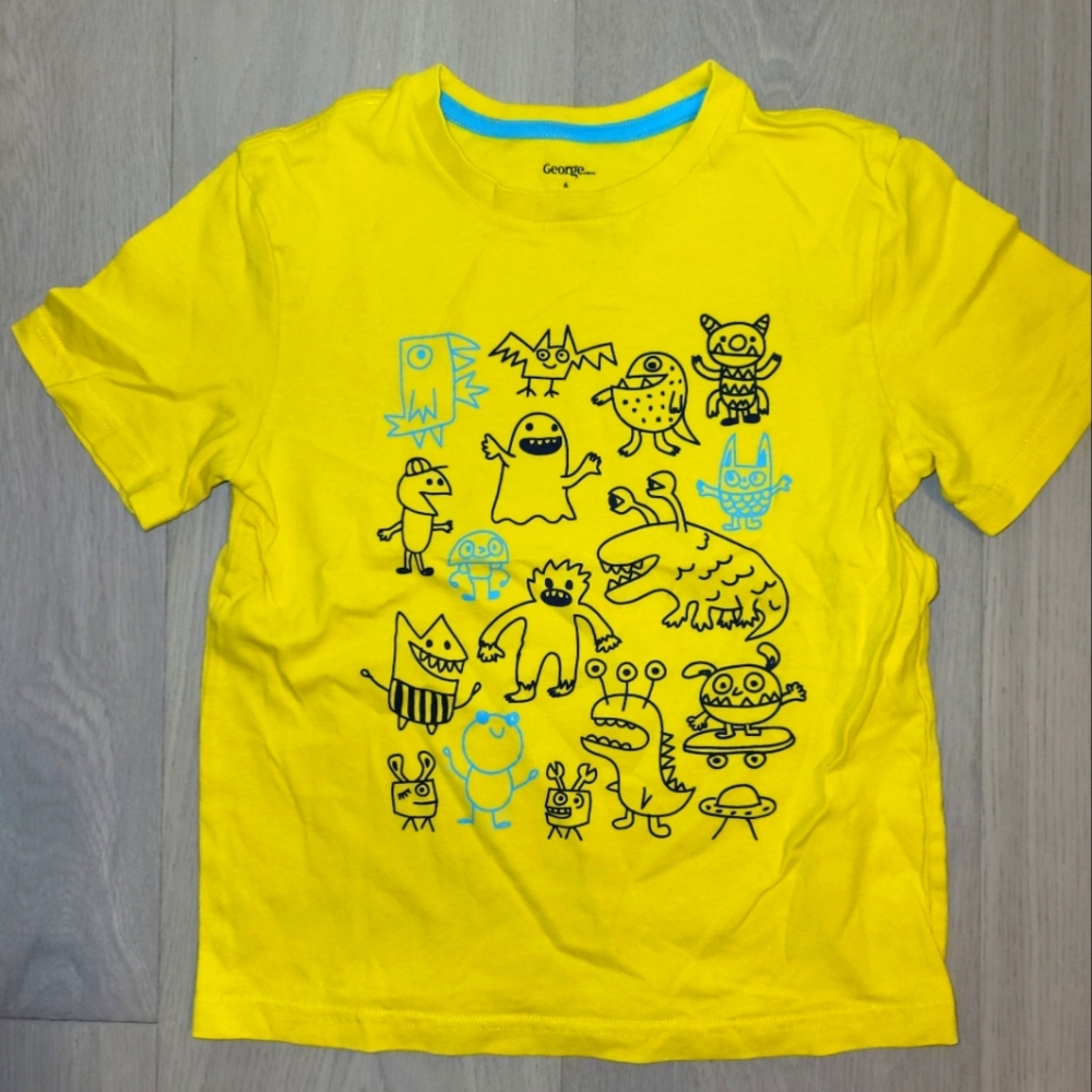 George yellow t-shirt Dinosaurs monsters size 6